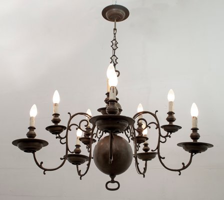 Baroque Italian Bronze 5-Arm Chandelier, 1700s-FER-654227