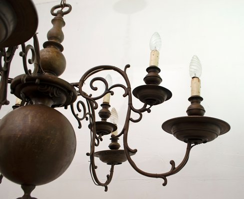 Baroque Italian Bronze 5-Arm Chandelier, 1700s-FER-654227