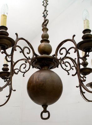 Baroque Italian Bronze 5-Arm Chandelier, 1700s-FER-654227