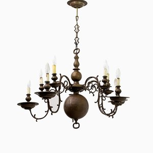 Baroque Italian Bronze 5-Arm Chandelier, 1700s-FER-654227