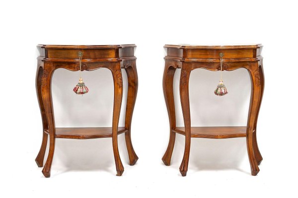 Baroque Nightstands in Nutwood, 1950s, Set of 2-TQA-2024340