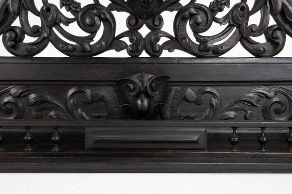 Baroque Richly Carved Black Wooden Sculptured Shelf, France, 1850s-YSY-2022508