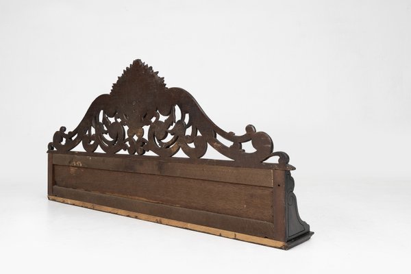 Baroque Richly Carved Black Wooden Sculptured Shelf, France, 1850s-YSY-2022508