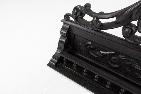 Baroque Richly Carved Black Wooden Sculptured Shelf, France, 1850s-YSY-2022508