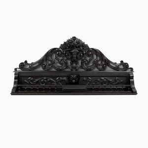 Baroque Richly Carved Black Wooden Sculptured Shelf, France, 1850s-YSY-2022508