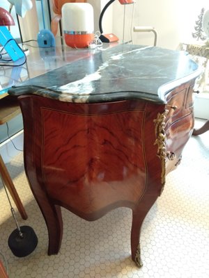 Baroque Rococo Style Louis XV Rosewood Commode with Bronze Friezes and Green Marble Floor Alps-ZFY-1155929