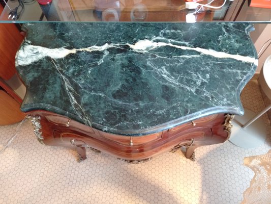 Baroque Rococo Style Louis XV Rosewood Commode with Bronze Friezes and Green Marble Floor Alps-ZFY-1155929