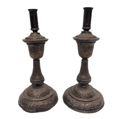 Baroque Silver Candleholders, 18th Century, Set of 2-NUC-1438679