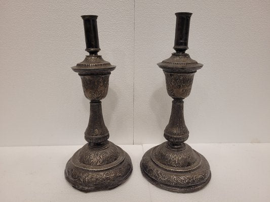 Baroque Silver Candleholders, 18th Century, Set of 2-NUC-1438679