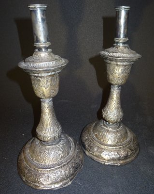 Baroque Silver Candleholders, 18th Century, Set of 2-NUC-1438679