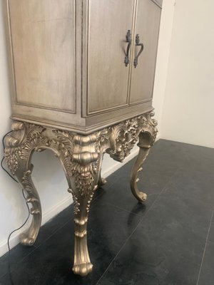 Baroque Silver Effect Base Eclectic Bar Cabinet, 1980s-IJR-1393526