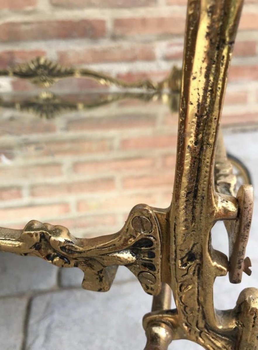 Baroque Style Brass Two-Tier Bar Cart, 1950s