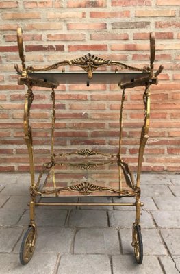 Baroque Style Brass Two-Tier Bar Cart, 1950s-NOU-713010