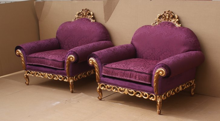 Baroque Style Carved and Golden Armchair-IYX-1180399