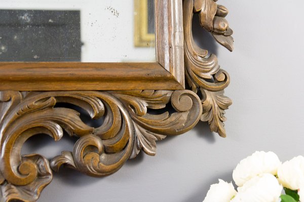 Baroque Style Carved Wooden Wall Mirror, 1930s-KEG-709543