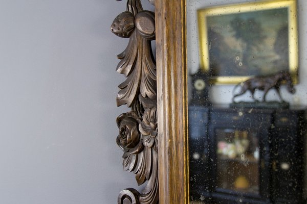 Baroque Style Carved Wooden Wall Mirror, 1930s-KEG-709543