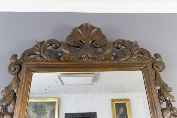 Baroque Style Carved Wooden Wall Mirror, 1930s-KEG-709543