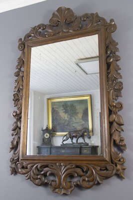 Baroque Style Carved Wooden Wall Mirror, 1930s-KEG-709543