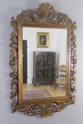 Baroque Style Carved Wooden Wall Mirror, 1930s-KEG-709543