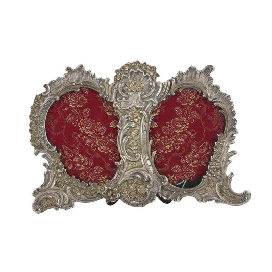 Baroque Style Double Silver Photo Frame, Italy, 20th Century