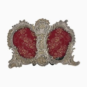 Baroque Style Double Silver Photo Frame, Italy, 20th Century-WMV-1781045