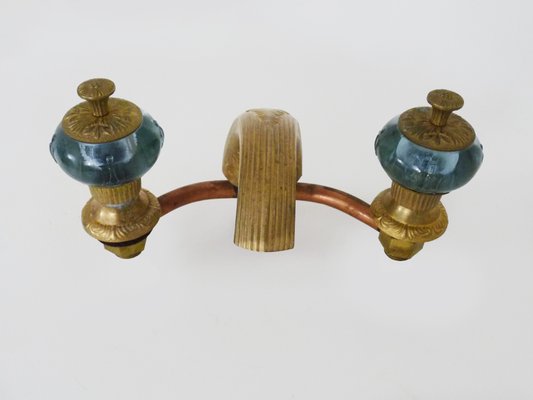 Baroque Style Faucet in Bronze and Blue-Violet Glass, 1960s-MZP-2027764