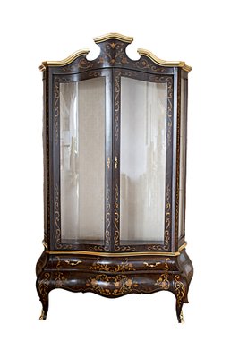 Baroque Style Inlaid Showcase with Floral Motifs, 1990s-IYX-1394722