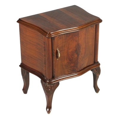 Baroque Style Italian Carved Walnut and Walnut Veneer Nightstands, 1920s, Set of 2-NJV-576424