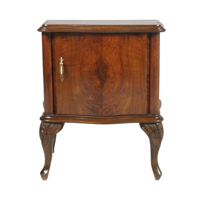 Baroque Style Italian Carved Walnut and Walnut Veneer Nightstands, 1920s, Set of 2-NJV-576424