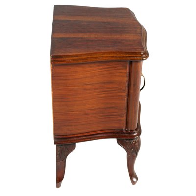 Baroque Style Italian Carved Walnut and Walnut Veneer Nightstands, 1920s, Set of 2-NJV-576424