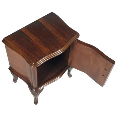 Baroque Style Italian Carved Walnut and Walnut Veneer Nightstands, 1920s, Set of 2-NJV-576424