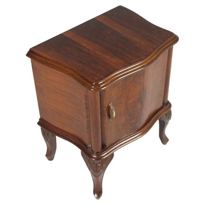 Baroque Style Italian Carved Walnut and Walnut Veneer Nightstands, 1920s, Set of 2-NJV-576424