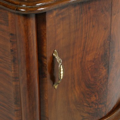 Baroque Style Italian Carved Walnut and Walnut Veneer Nightstands, 1920s, Set of 2-NJV-576424