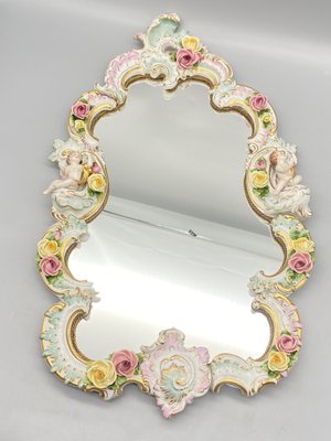 Baroque Style Mirror in Porcelain by Rudolf Kämmer, Thuringia, Germany, 1950s-CZ-1794509