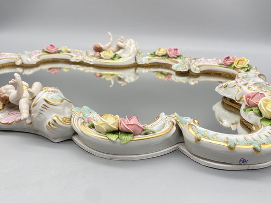 Baroque Style Mirror in Porcelain by Rudolf Kämmer, Thuringia, Germany, 1950s-CZ-1794509