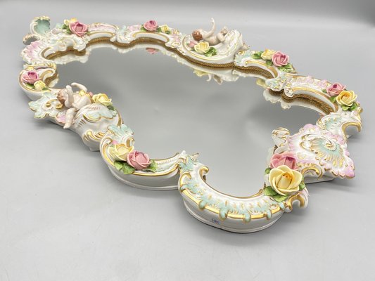 Baroque Style Mirror in Porcelain by Rudolf Kämmer, Thuringia, Germany, 1950s-CZ-1794509