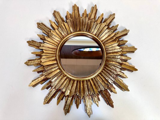 Baroque Style Sunburst Wall Mirror in Gilded Wood, France, 1930s-JP-2016362