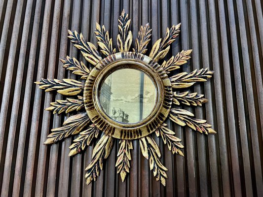 Baroque Style Sunburst Wall Mirror with Gilded Wood, France, 1930s-JP-1196089