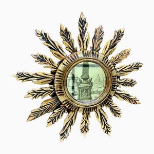 Baroque Style Sunburst Wall Mirror with Gilded Wood, France, 1930s-JP-1196089