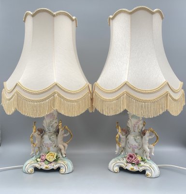 Baroque Style Table Lamps in Porcelain by Rudolf Kämmer, Thuringia, Germany 1950s, Set of 2-CZ-1794506