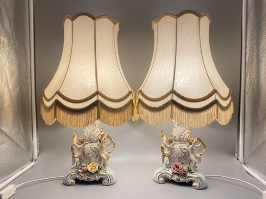 Baroque Style Table Lamps in Porcelain by Rudolf Kämmer, Thuringia, Germany 1950s, Set of 2-CZ-1794506