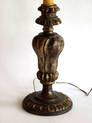 Baroque Style Wood Table Lamp with Silver Leaf, 1950s-GKB-835983