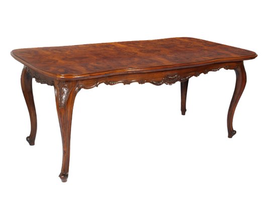 Baroque Venetian Burl Walnut and Hand-Carved Dining Table, 1930s-NJV-748560