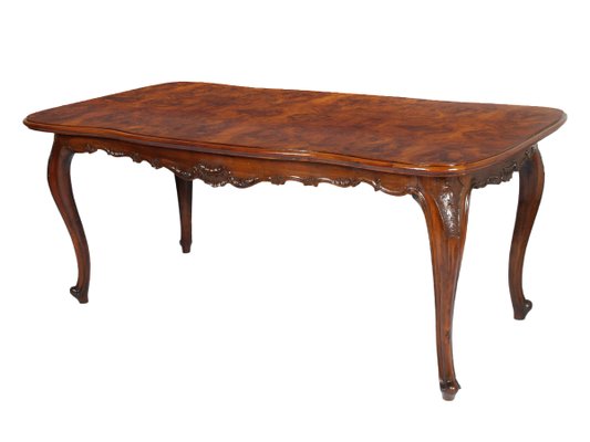 Baroque Venetian Burl Walnut and Hand-Carved Dining Table, 1930s-NJV-748560