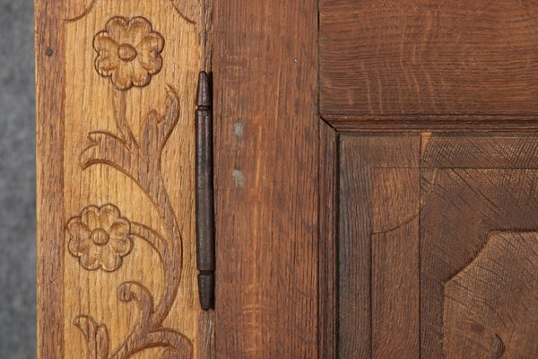 Baroque Wardrobe with Tendril Carving in Oak, 1750s-DXD-1790279