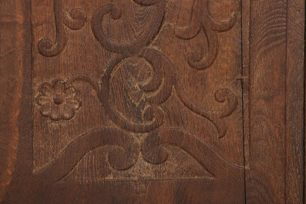 Baroque Wardrobe with Tendril Carving in Oak, 1750s-DXD-1790279