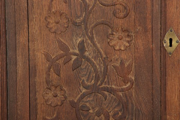 Baroque Wardrobe with Tendril Carving in Oak, 1750s-DXD-1790279