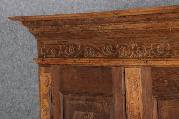 Baroque Wardrobe with Tendril Carving in Oak, 1750s-DXD-1790279