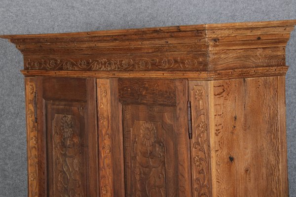 Baroque Wardrobe with Tendril Carving in Oak, 1750s-DXD-1790279