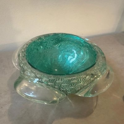 Barovier Green and Gold Bullicante Murano Glass Ashtray and Pestle, 1960s-NMK-1795488